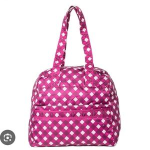 Lug Boxer Packable Overnighter Magenta and White Checkered Bag